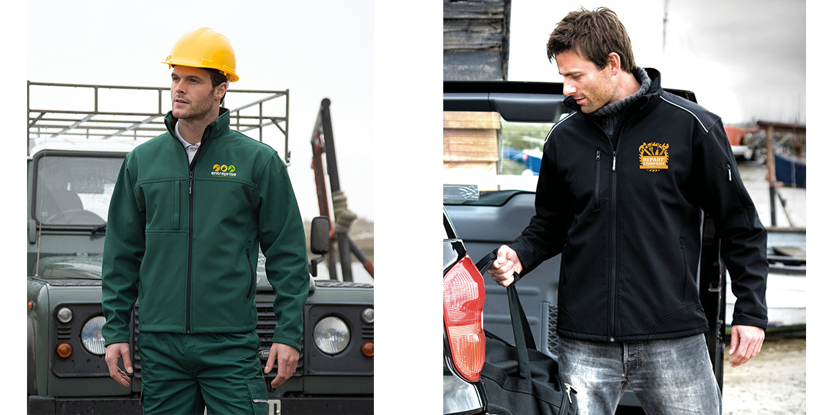 Vestes Softshells professionnelles avec logos d'entreprises