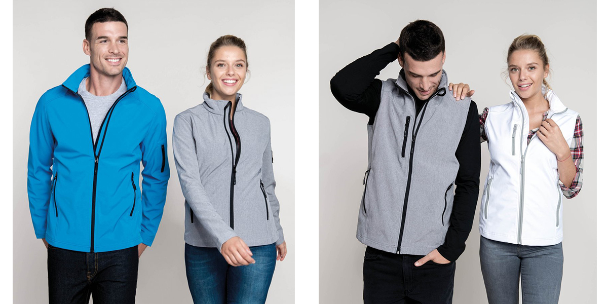 vestes softshells manches longues et vestes softshells sans manche à personnaliser