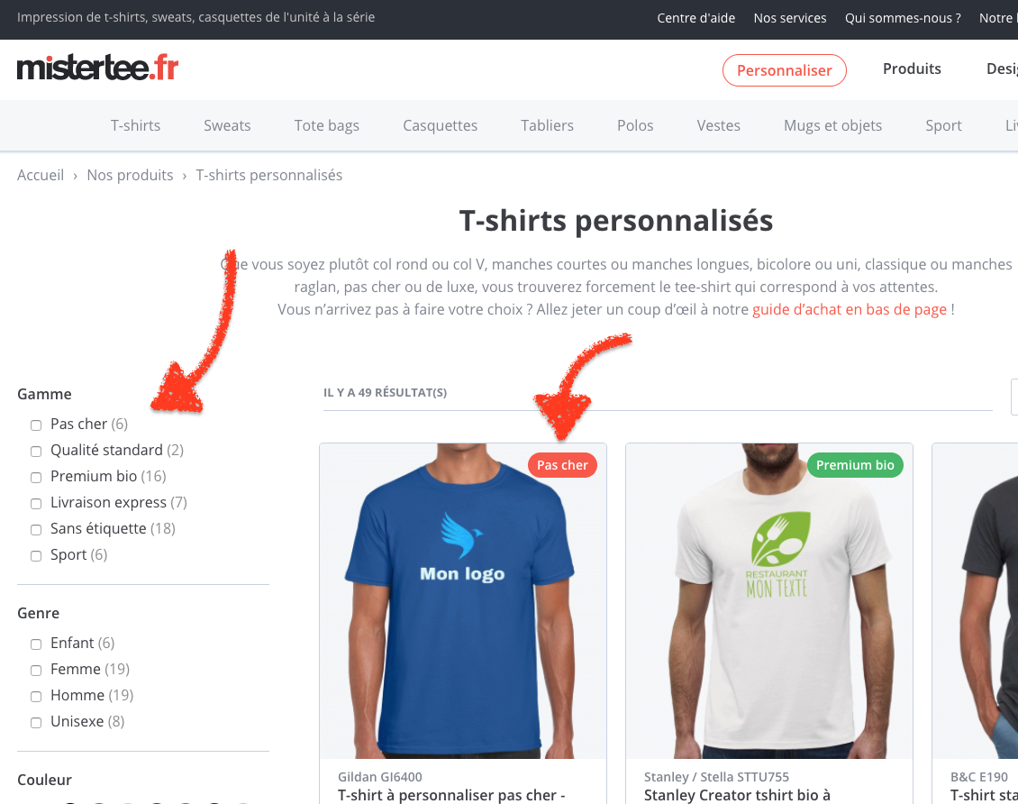 tee shirt pas cher à personnaliser mistertee.fr